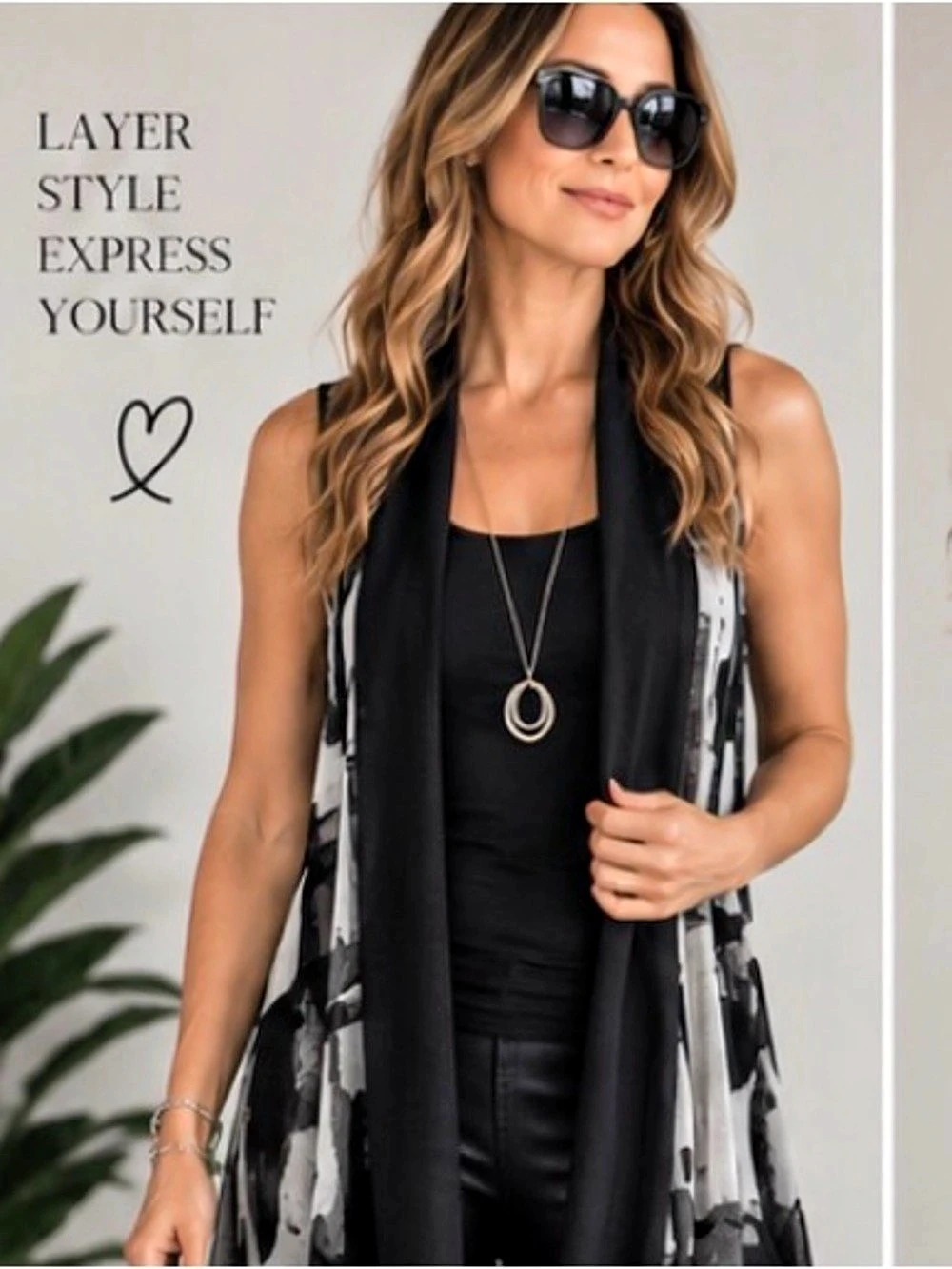 Papa Vancouver Abstract Sheer Tunic Black & White Medium Like New